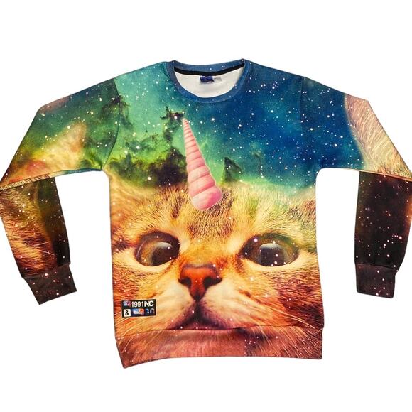 Unikitty Sweatshirt Womens L Unicorn Cat Whimsical Kidcore Whimsigoth Casual Fun - Picture 1 of 8